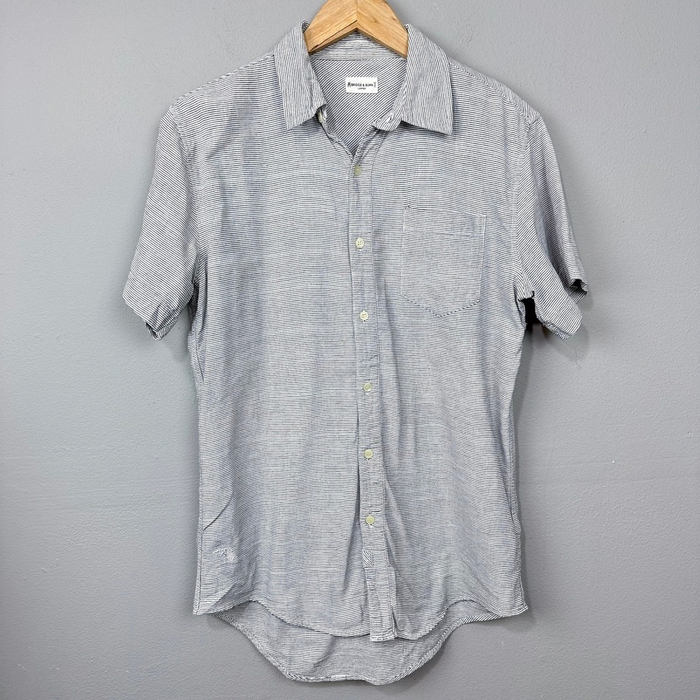 Bridge & Burn Striped Tunic Shirt Womens L Cotton Linen Upcycled Minimalist Top
